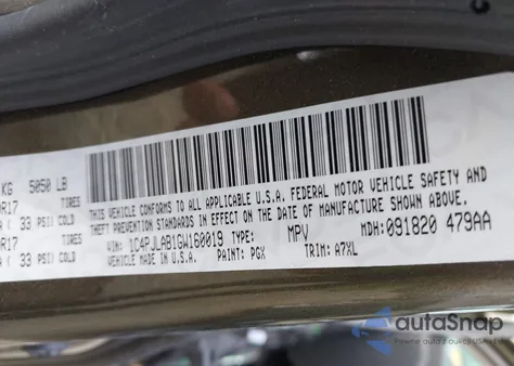 2016 Jeep Cherokee Sport z USA, uszkodzony, nr VIN 1C4PJLAB1GW160019